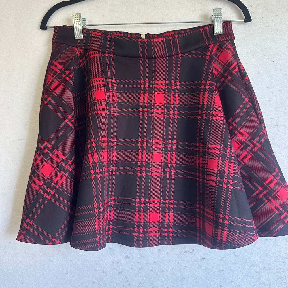 Plaid Mini Skirt Red Black‎ Checkered A-Line Skater Punk Goth Size Small